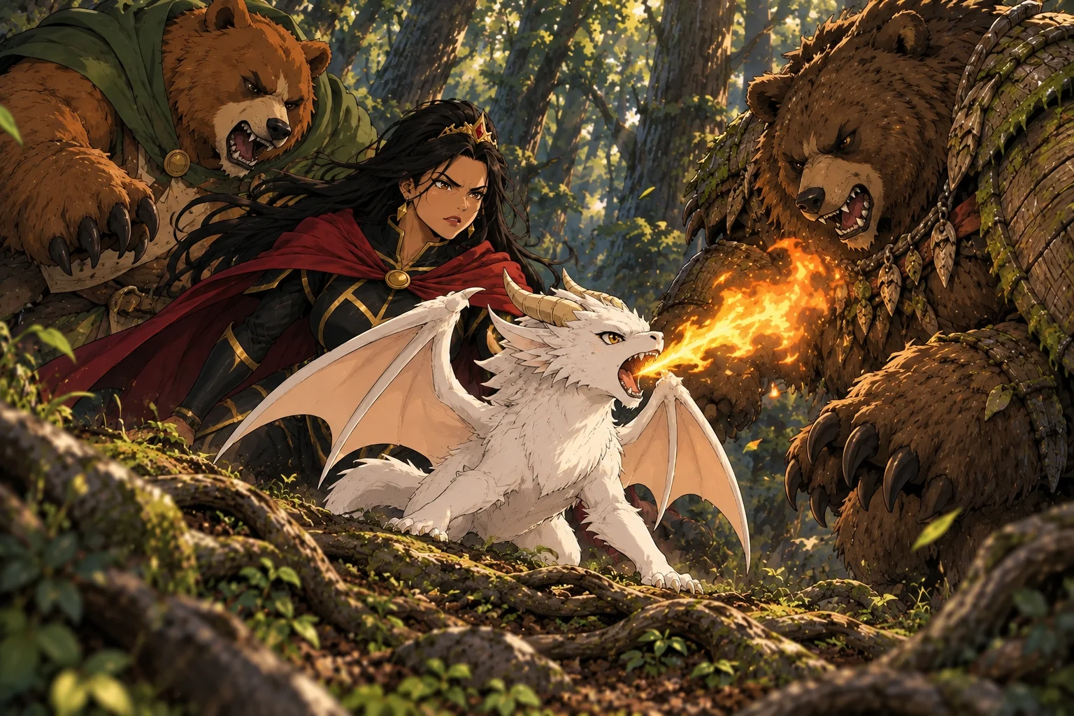 The first fire — scene from The sign in the forest